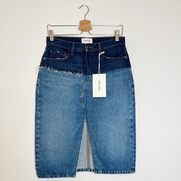 Frame Reconstructed Denim Skirt Size 25 - Picture 3 of 10